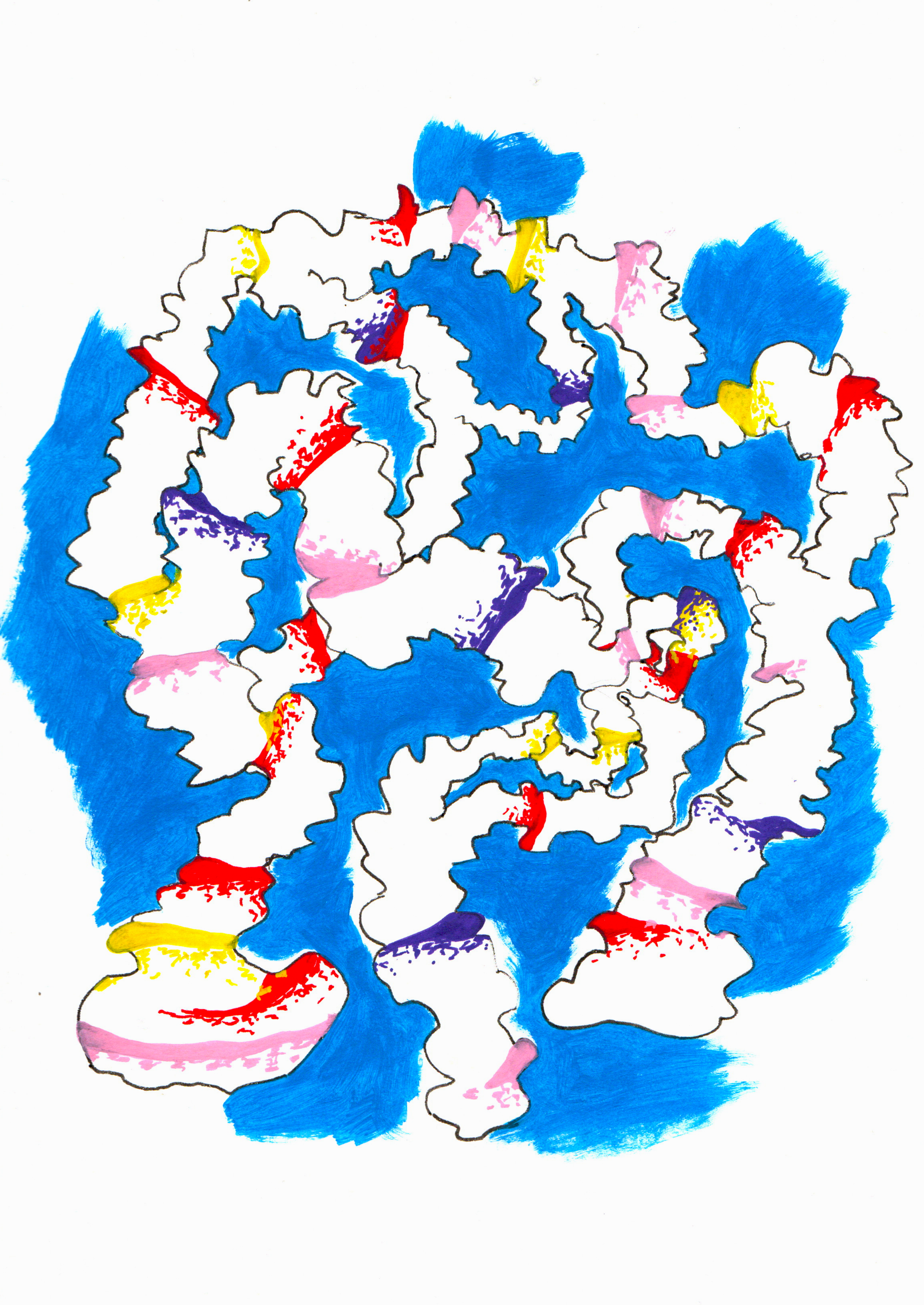 Ink, acrylic, and gouache on paper